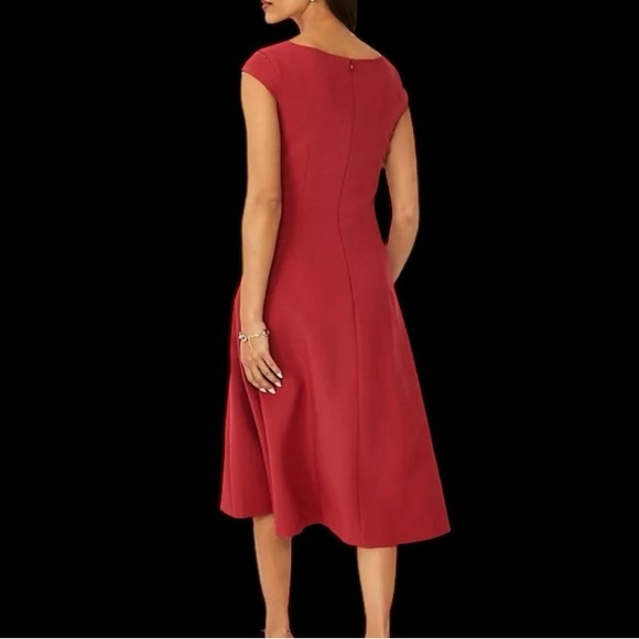 Ann Taylor | Ann Taylor Red Paneled V-Neck Flare Dress | Easter Dress NWT 4 - Picture 3 of 9